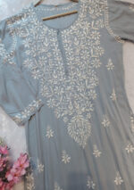 Feriha Chikankari Modal Long Kurti- Grey