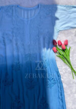 Iqra Blue Chikankari Modal Straight Kurta