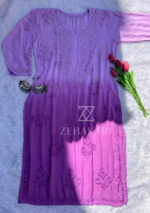 Iqra Lavender Chikankari Modal Straight Kurta - Image 3