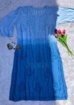Iqra Blue Chikankari Modal Straight Kurta - Image 2