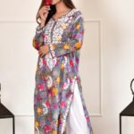 Liza Lavender Chikankari Mulmul Straight Kurta