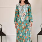 Liza Chikankari Mulmul Long Kurti- Turquoise Green