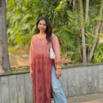 Iqra Brown Chikankari Modal Long Kurta