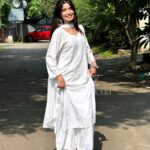 Noor Chikankari Mukesh Work Rayon Long Kurti Set with Dupatta - White