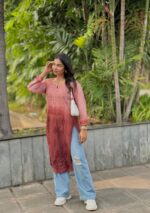 Iqra Brown Chikankari Modal Long Kurta - Image 2
