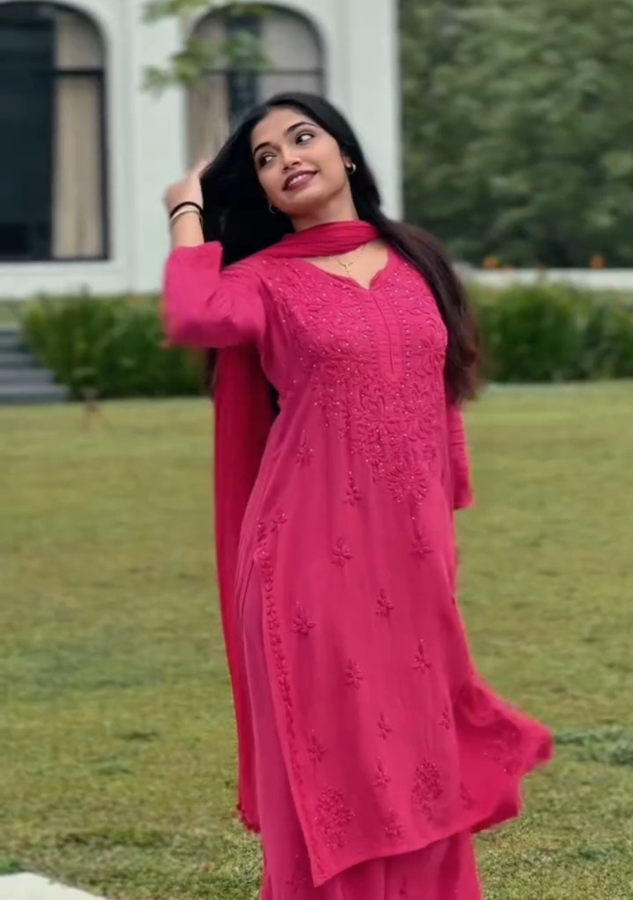 2_20250712_164457_0001 Noor Chikankari Mukesh Work Rayon Long Kurti Set with Dupatta - Blush Pink - Image 1