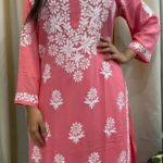 Feriha Modal Chikankari Long Kurta - Peach