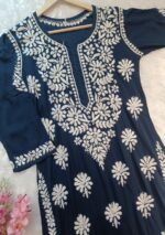 Feriha Modal Chikankari Long Kurta - Blue