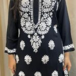 Feriha Modal Chikankari Long Kurta - Black