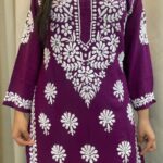 Feriha Modal Chikankari Long Kurta - Plum