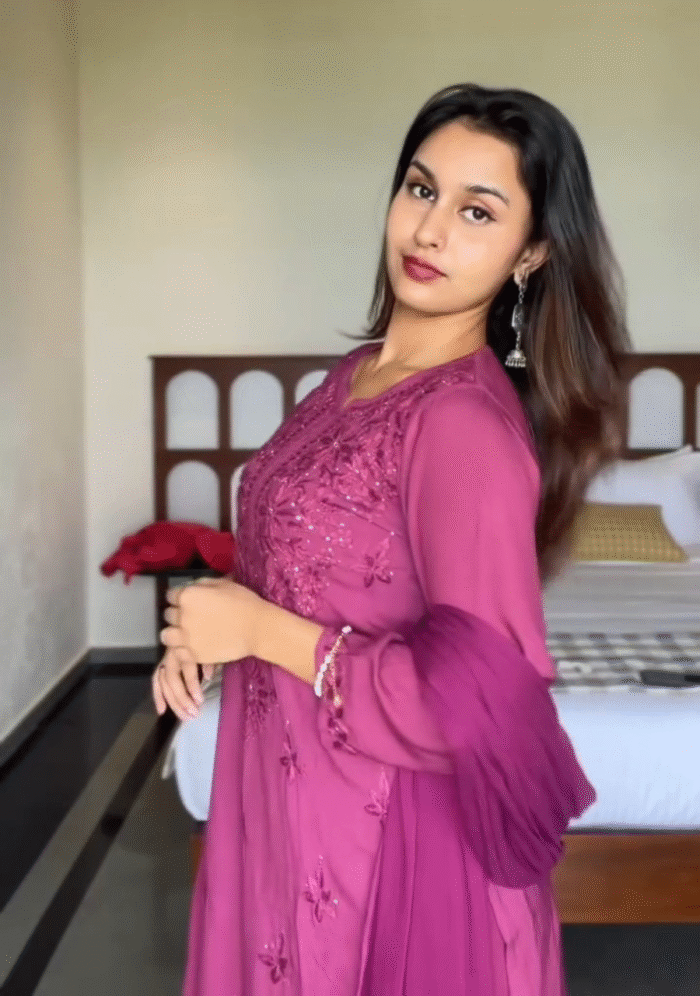 Noor Chikankari Mukesh Work Rayon Long Kurti Set with Dupatta - Plum - Image 8