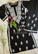 Zoe Black Chikankari Rayon Kurta Set - Image 2