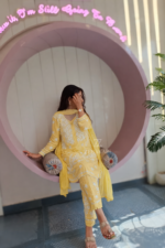 Zeeba Modal 3D Chikankari Co-ord Set- Butter Yellow