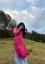 Iqra Pink Chikankari Modal Long Kurta - Image 6