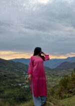 Iqra Pink Chikankari Modal Long Kurta - Image 2