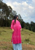 Iqra Pink Chikankari Modal Long Kurta - Image 8
