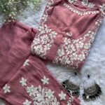 Zeeba Modal 3D Chikankari Co-ord Set- Terracotta Peach