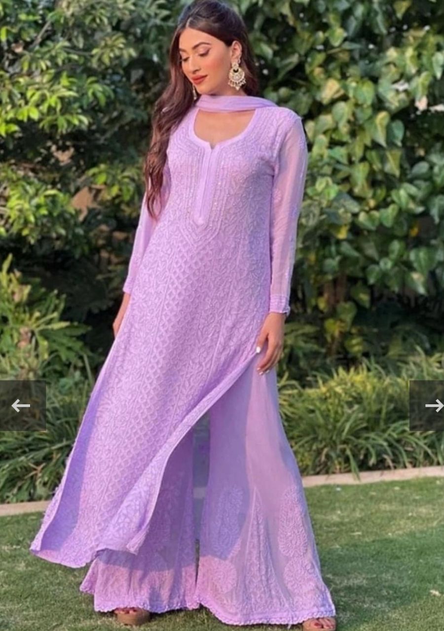 16_20250814_214831_0015 Dia Viscose Resham Jaal Chikankari and Mukesh Work 3pc Set- Lavender - Image 1