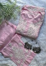 Zeeba Modal 3D Chikankari Co-ord Set- Baby Pink