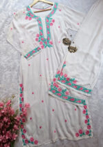 Soha Chikankari Modal Straight Kurta Set - White - Image 2