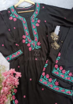 Soha Chikankari Modal Straight Kurta Set - Black - Image 2