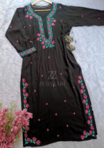 Soha Chikankari Modal Straight Kurta Set - Black - Image 4