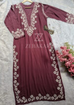 Elira Rayon Chikankari Long Kurti- Mauve - Image 4