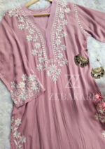 Elira Rayon Chikankari Long Kurti- Dusty Rose Pink