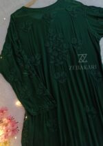 Bottle Green Viscose 3D Chikankari Long kurti - Image 6