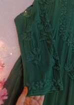 Bottle Green Viscose 3D Chikankari Long kurti - Image 4