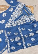 Haya Modal Satin 3D Chikankari Co-ord Set - Image 4