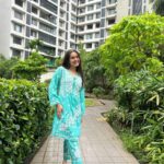 Zeeba Modal 3D Chikankari Co-ord Set- Sea Green