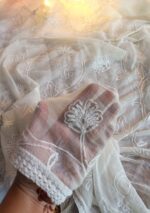 White Resham Work Chiffon Dupatta - Image 2