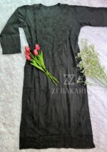 Raven Dobby Cotton Chikankari Long Kurti- Black - Image 2