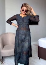 Nikhat Viscose Chikankari & Mukesh Work Long Kurti - Image 5