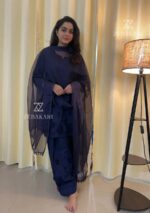 Mehrunnisa Chikankari Farshi Shalwar Suit- Navy Blue