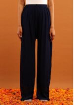 Dia Viscose Resham Jaal Chikankari and Mukesh Work 3pc Set- Navy Blue - Image 6