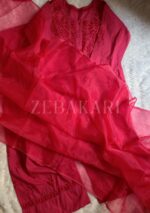 Mehrunnisa Chikankari Farshi Shalwar Suit - Hot Pink - Image 3