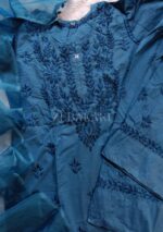 Mehrunnisa Chikankari Farshi Shalwar Suit - Powder Blue - Image 3