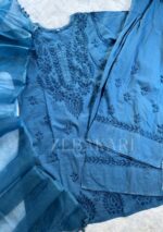 Mehrunnisa Chikankari Farshi Shalwar Suit - Powder Blue - Image 2