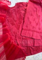 Mehrunnisa Chikankari Farshi Shalwar Suit - Hot Pink - Image 2