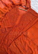 Inayat Viscose Resham Jaal Chikankari Work 3pc Set- Rusted Brick - Image 10