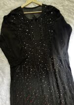 Dia Viscose Resham Jaal Chikankari and Mukesh Work 3pc Set- Black - Image 2