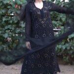 Dia Viscose Resham Jaal Chikankari and Mukesh Work 3pc Set- Black