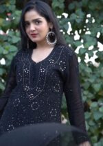 Dia Viscose Resham Jaal Chikankari and Mukesh Work 3pc Set- Black - Image 6