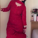 Dia Viscose Resham Jaal Chikankari and Mukesh Work 3pc Set- Rose Red
