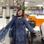 Mehrunnisa Chikankari Farshi Shalwar Suit- Navy Blue