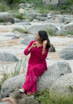 Mehrunnisa Chikankari Farshi Shalwar Suit - Hot Pink - Image 4