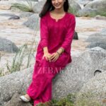 Mehrunnisa Chikankari Farshi Shalwar Suit - Hot Pink