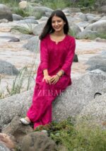 Mehrunnisa Chikankari Farshi Shalwar Suit - Hot Pink